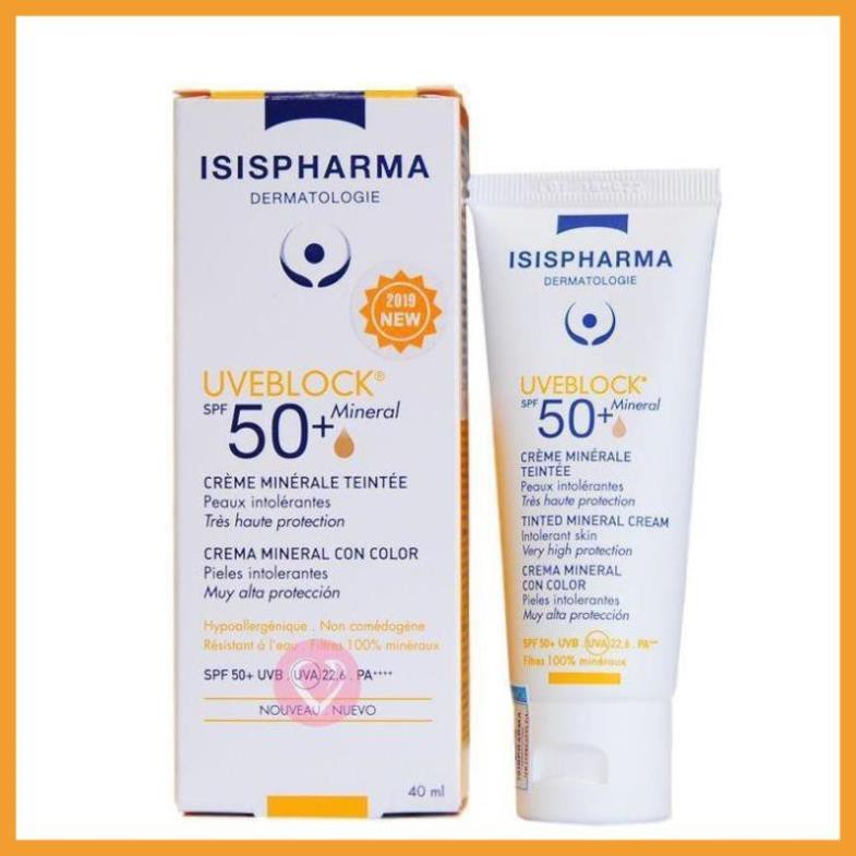 sw59 Isispharma UVEBLOCK SPF 50+ (40 ml): Kem chống nắng. Tặng kèm 1 chai Acne-Aid Liquid Cleaner (30 ml)