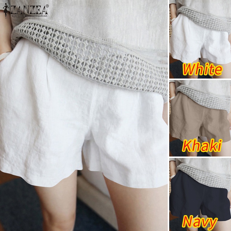 Quần short nữ ZANZEA ống rộng cạp cao phối túi thời trang
