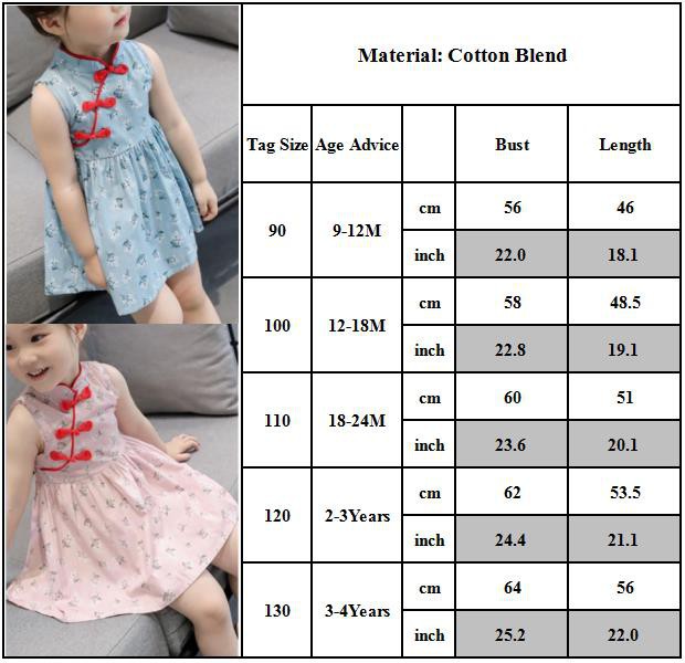 Sườn Xám Sát Nách Cổ Cao Hoạ Tiết Hoa Cho Bé Gái