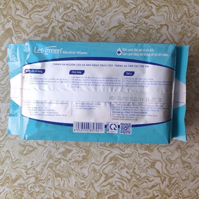 KHĂN ƯỚT CỒN LET-GREEN 50 MIẾNG/BAO