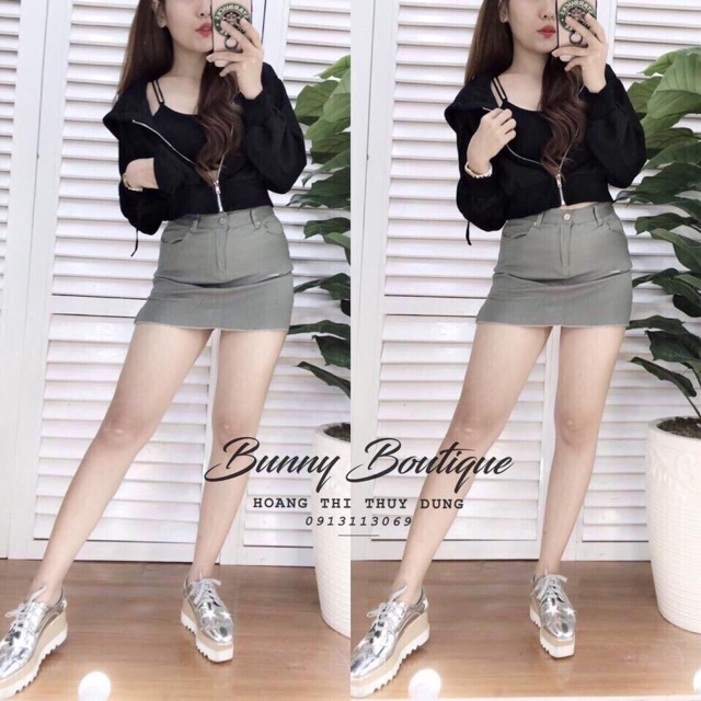 Áo khoác lửng hình thật up ở cuối croptop