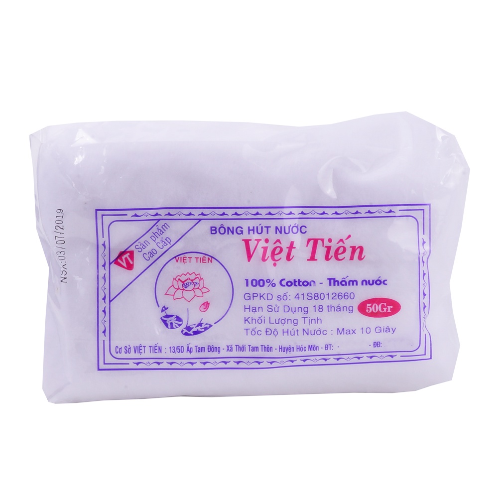 Bông gòn cuộn y tế việt tiến (bông hút nước)  mềm mịn dai không bị tơi dùng trong y tế nha khoa thẩm mỹ vệ sinh