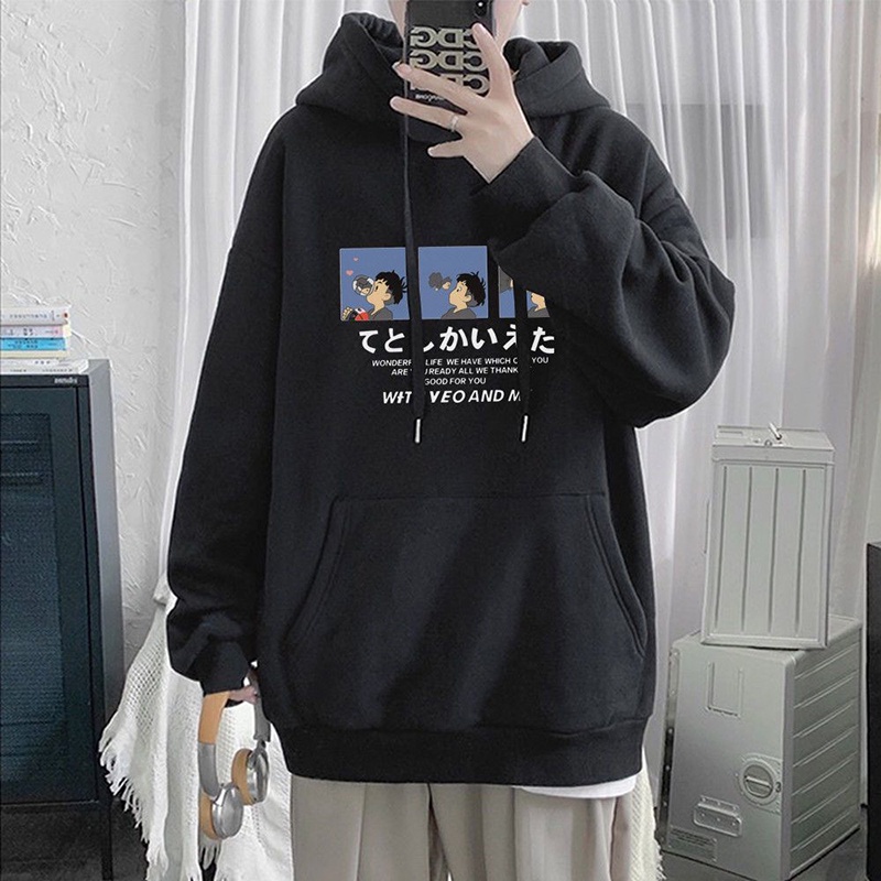 Áo hoodie tay dài in họa tiết anime thời trang thu đông cho nam