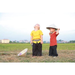 áo bà ba tay ngắn cho bé(kèm khăn rằn)