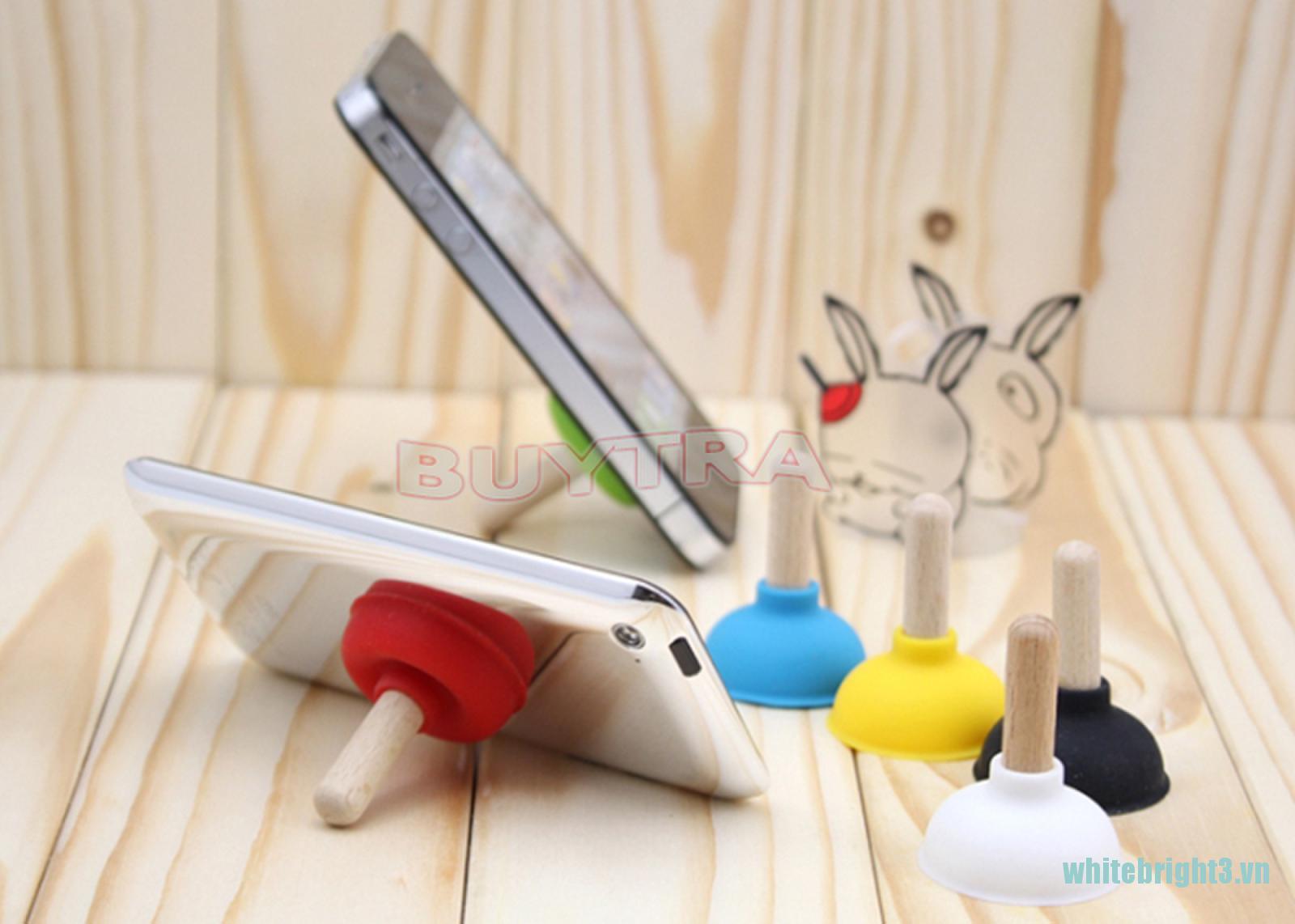 IPHONE White / Lot 6 Pcs Plunger Holder Sucker Toilet Shape Wood Stand Cell Phone Phone