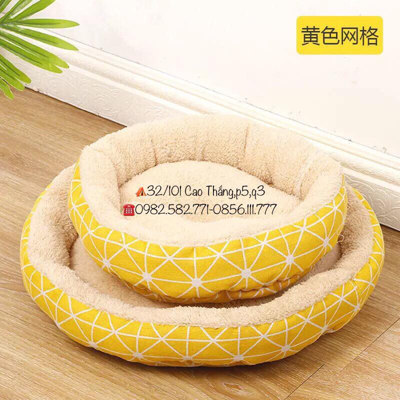 Ổ đệm cho mèo chó nệm nằm ngủ tròn mềm mịn êm lót lông bằng bông