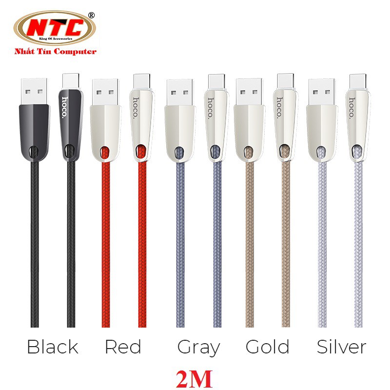 Cáp sạc và truyền dữ liệu Hoco U35 cổng tuỳ chọn/MicroUSB/TypeC dài 2m-ngắt sạc thông minh (màu ngẫu nhiên