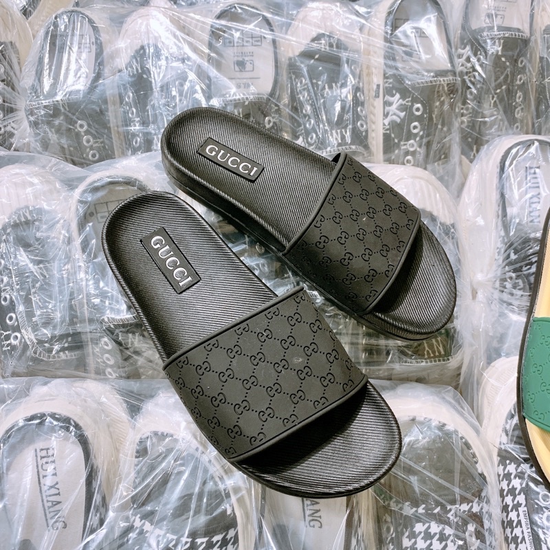 Dép Lê Nam Dép Quai Ngang Gucci Cao Cấp 2 Màu Đen/Xanh