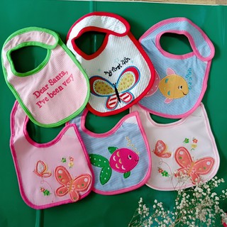Yếm ăn dặm cao cấp bằng vải cotton 3 lớp chống thấm nước cho bé, hãng carter's,hình may trên vải ngộ nghĩnh