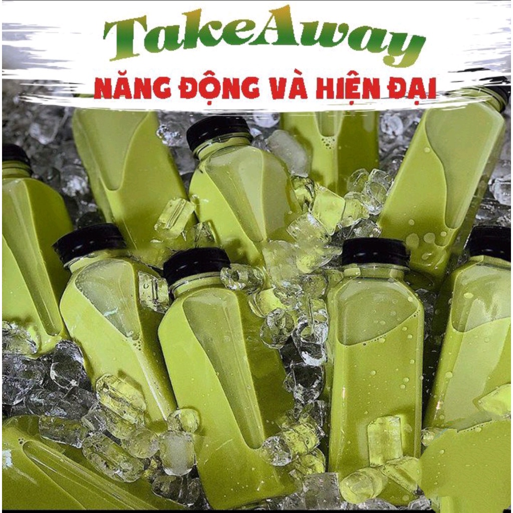 Chai nhựa vuông nắp đen 330ml, 450ml Việt Nhật. Chai đựng trà sữa, trà thái. Hàng Việt Nam chất lượng cao