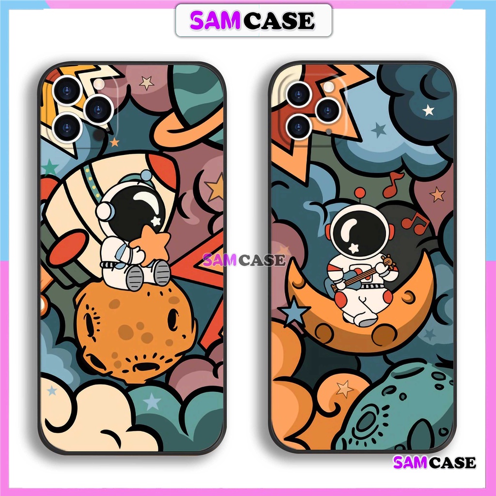 Ốp lưng iPhone Phi hành gia Nasa cạnh viền vuông silicon mềm dẻo cho iphone 6/6s/7/8/X/XS/XR/11/12/13/14 Pro Plus Max