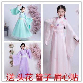 Cô gái bập bênh mùa xuân hè trang phục trẻ em thời đường cổ tích trang phục biểu diễn trang phục trẻ em nữ guzheng hanfu trẻ em phong cách trung quốc