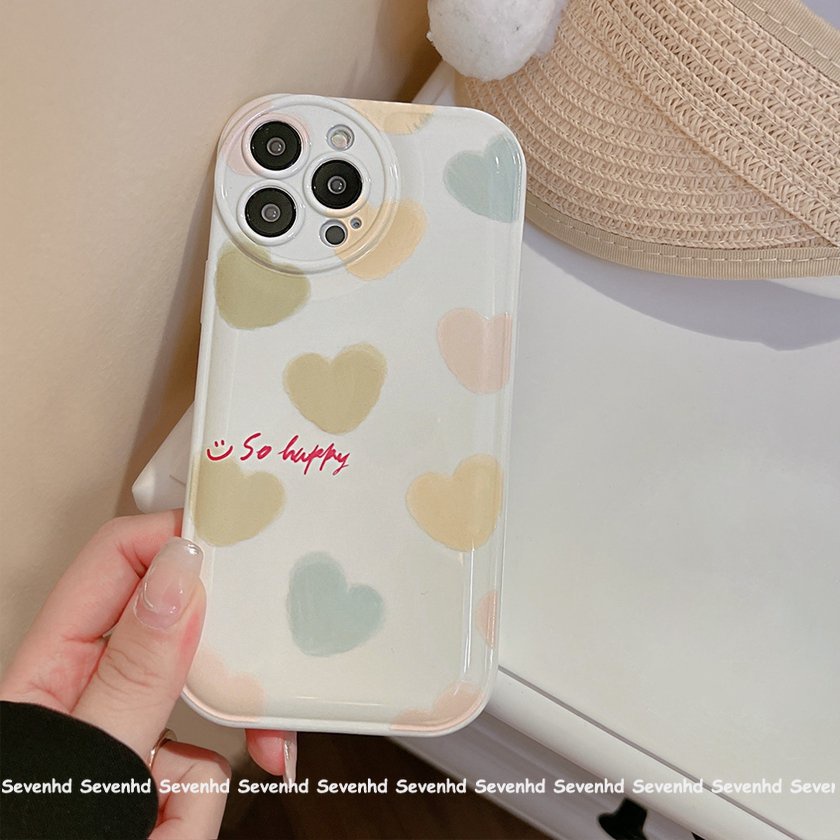 Ốp Điện Thoại Mềm Đệm Khí Hình Trái Tim Mắt To Nhiều Màu Cho iPhone 14 13 12 11 Pro Max X XR Xs Max 8 7 6 6s Plus SE 2020