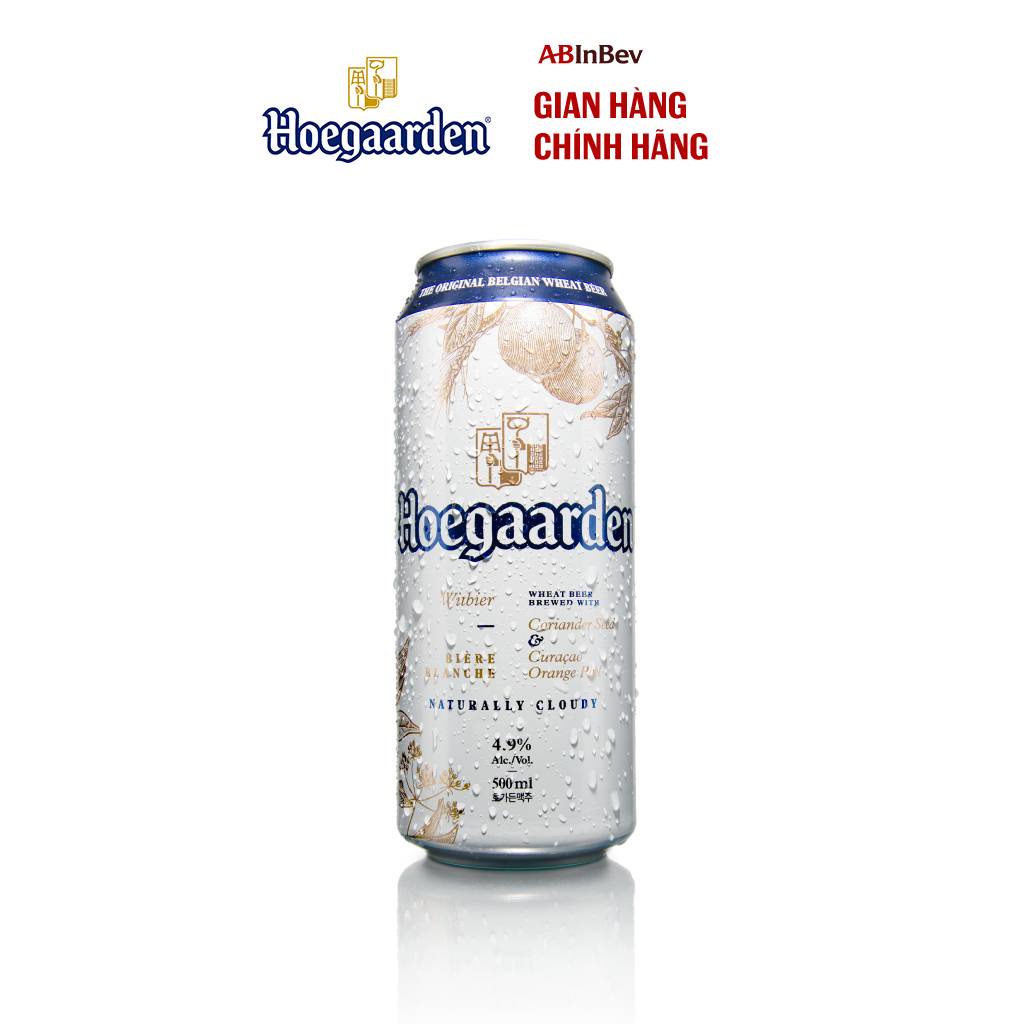 Lốc 4 Lon Hoegaarden White (500ml/lon) - Bia Bỉ Chính Hiệu Lúa Mỳ