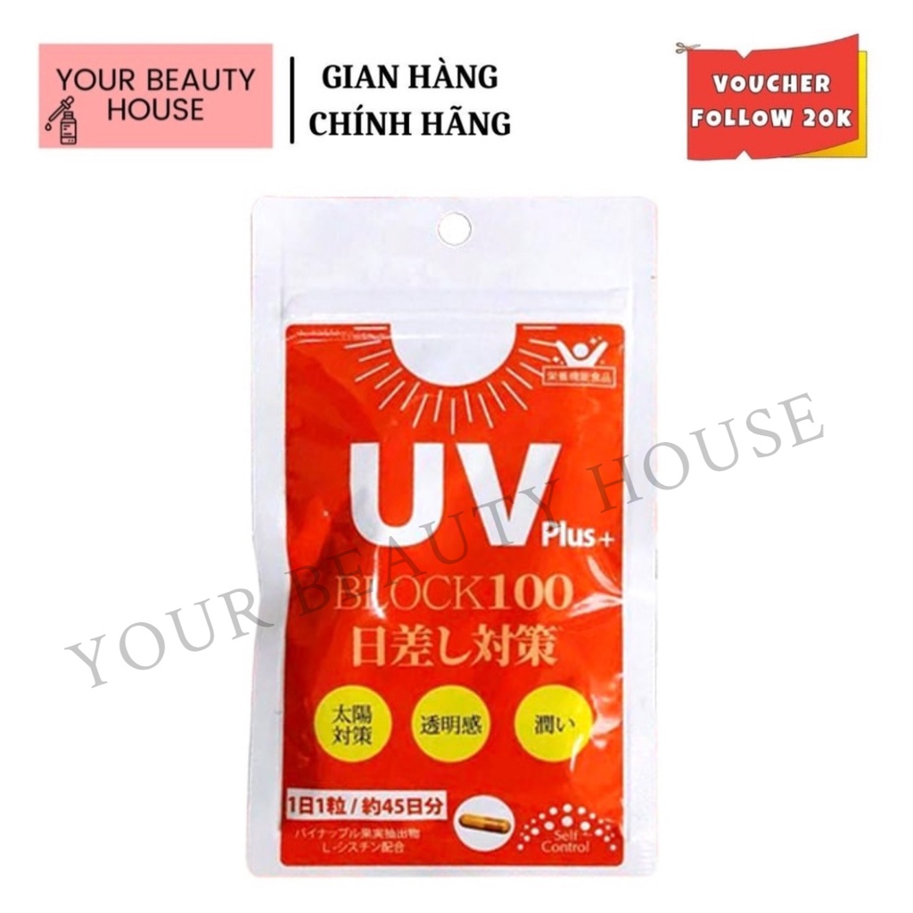 Viên uống chống nắng UV Plus+ Block 100 Nhật Bản - Túi 45 viên
