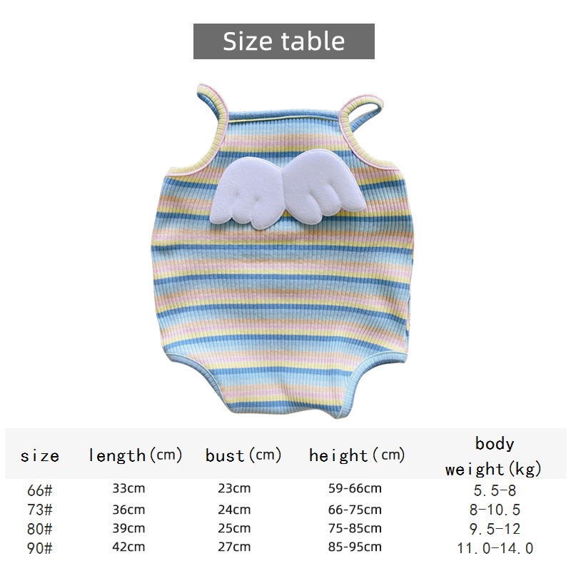 Áo Liền Quần Không Tay Họa Tiết Sọc Cầu Vồng Cho Bé Gái 0-12 Tháng Tuổi