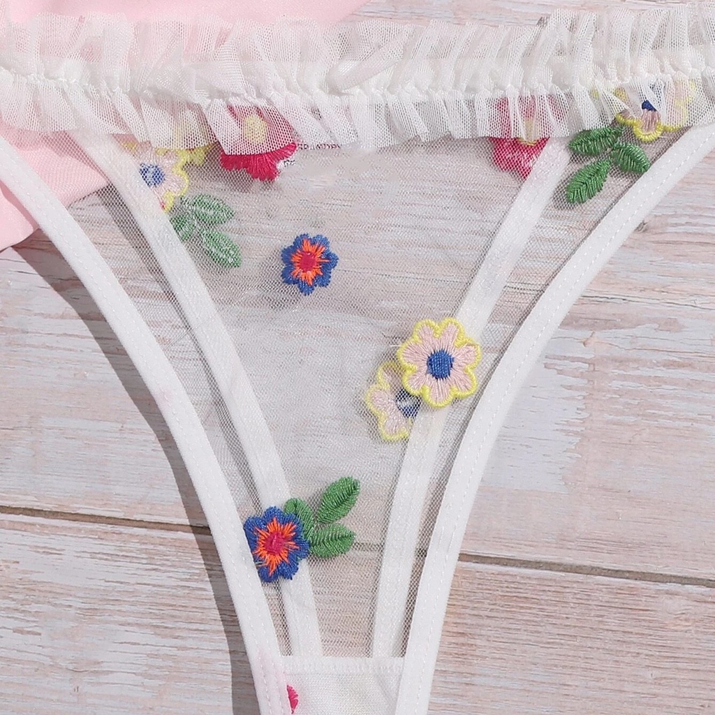 Bộ đồ lót lọt khe thêu hoa thời trang phong cách sexy cho nữ
