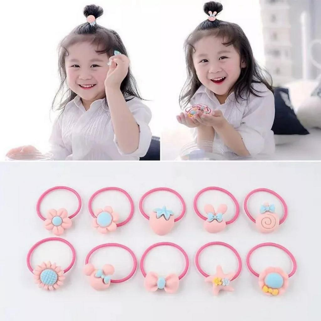 Hộp 40 dây buộc tóc Hello kitty cho bé nhiều hình đủ màu siêu xinh