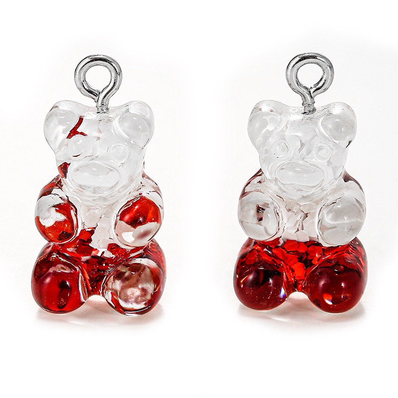 Bộ 10 mặt hình gấu resin lấp lánh dành cho làm dây chuyền trang sức móc khóa DIY