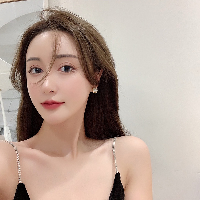 Khuyên tai kẹp không bấm lỗ chốt cố định K127 bằng hợp kim mạ vàng hình tròn hạt trai dáng ngắn Leous Accessories