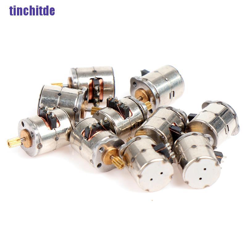 [Tinchitde] 10Pcs 8Mm 2-Phase 4-Wire Stepper Motor Miniature Stepper With 9 Teeth Gear Small [Tin]