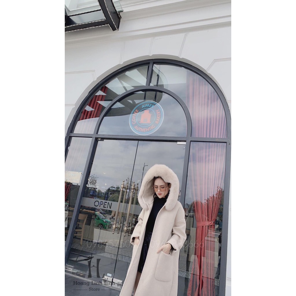 Áo len dạ mũ lông