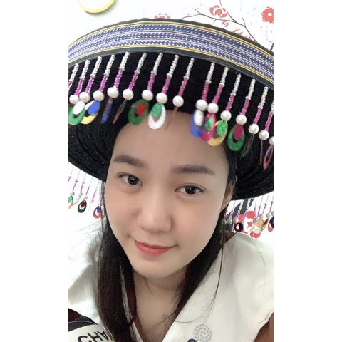 Mũ dân tộc mông vòng to- dày hạt loại đẹp