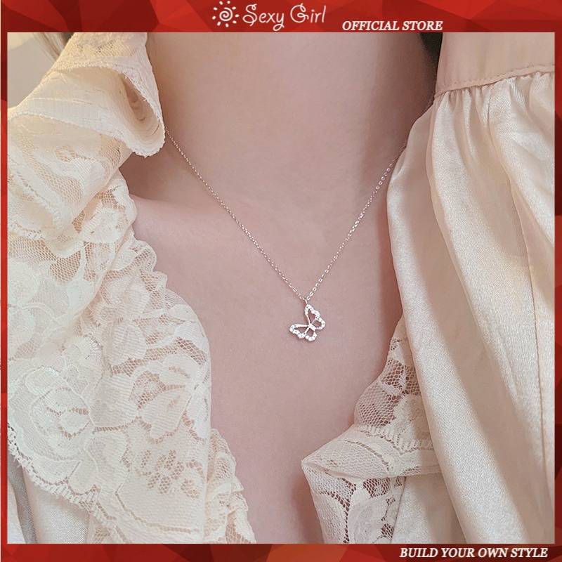 Vòng cổ Mặt Hình Bướm Đính Đá Phong Cách Hàn Quốc Quyến Rũ Cho Nữ