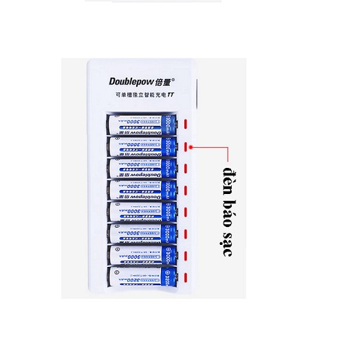 Bộ sạc 8 pin AA hoặc AAA tự ngắt 8 đèn báo