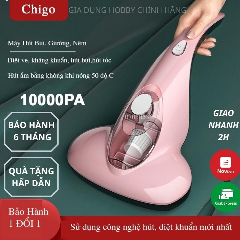 [MẪU MỚI} Máy Hút Bụi Cầm Tay, Máy Hút Bụ Giường Nệm Sofa Chigo Không Dây,  Lực Hút 10000PA Diệt Khuẩn Tia UV, Làm Khô