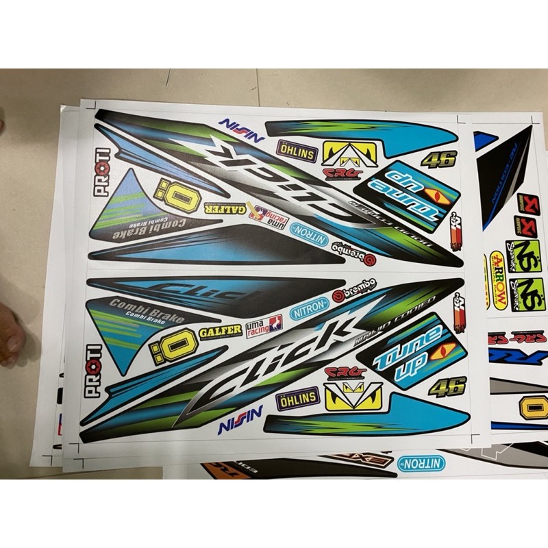 Tem chế Click 110 thái xanh đen decal nhám