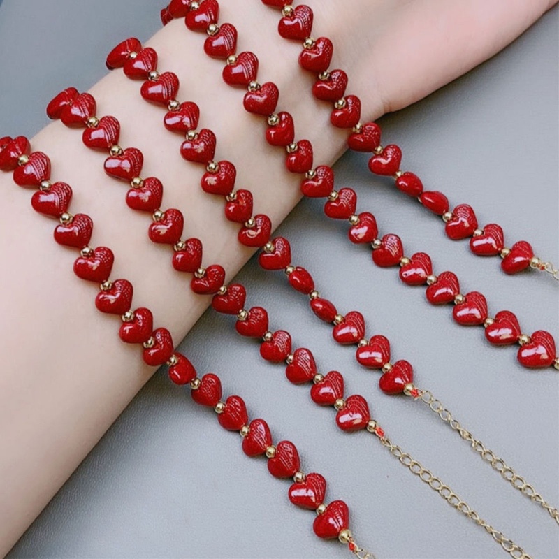 Vòng Tay Chuỗi Hạt Hình Trái Tim Màu Tím / Vàng Tự Nhiên