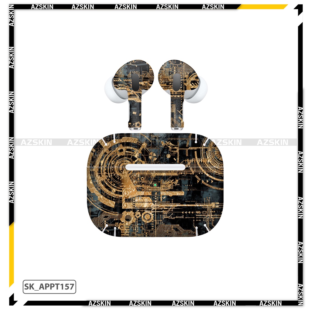 Miếng Dán Skin Airpod 1/2/3/Pro Hình Vi Mạch Gold |SK_APPT157| Chất Liệu Nhập Khẩu -  Chống Nước, Bền Màu, Cắt Sẵn Khuôn