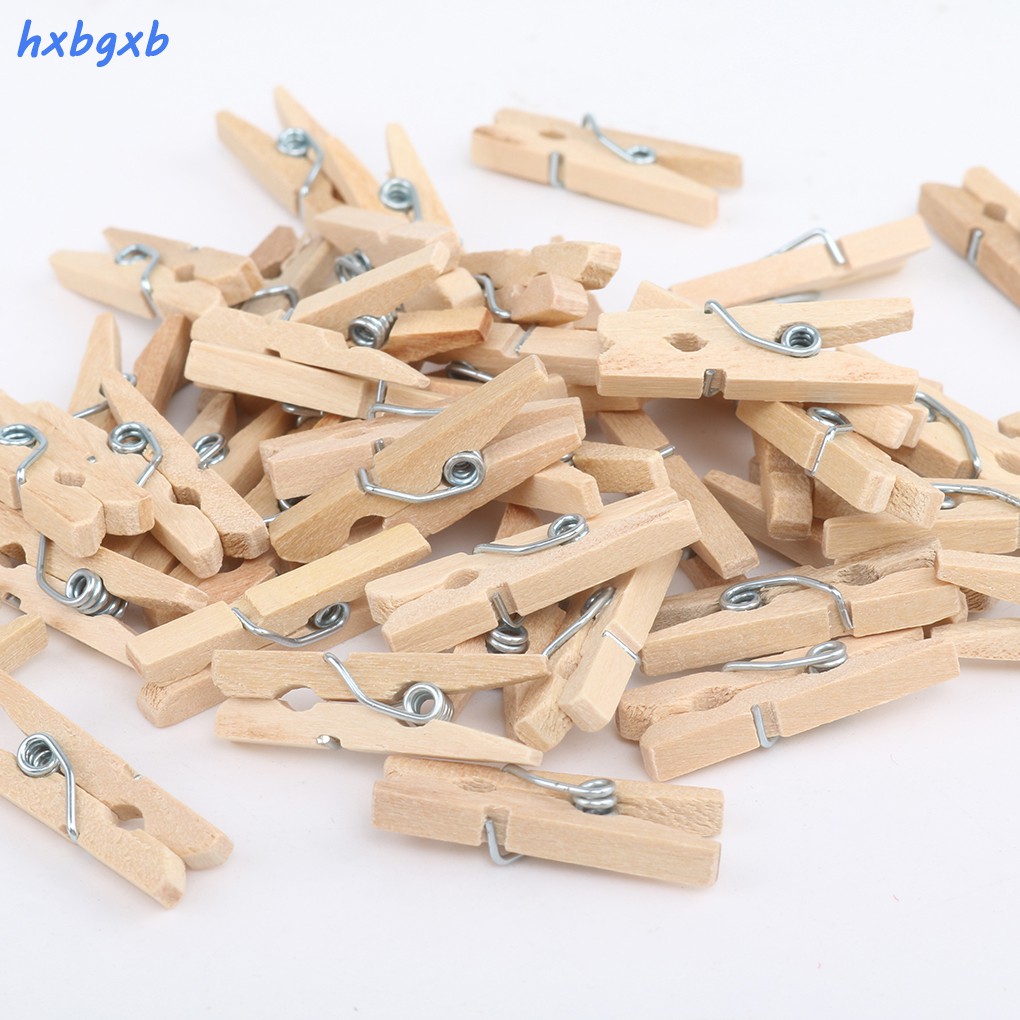 Set 100 Kẹp Mini Kích Thước 2.5x0.3cm Chất Liệu Gỗ Đa Năng Tiện Dụng