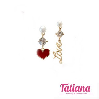 Bông tai bất đối xứng love heart - Tatiana - Bh3217