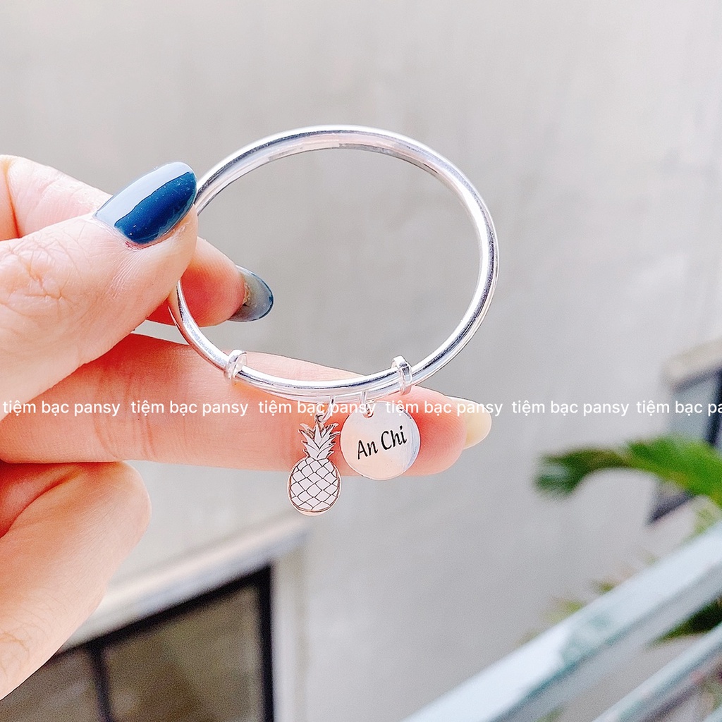 Vòng bạc khắc tên cho bé kèm charm dễ thương, lắc tay chân bạc cho bé từ sơ sinh đến 3 tuổi