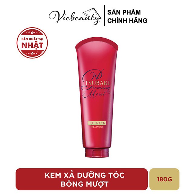 Kem Xả Cấp Ẩm Dưỡng Tóc Bóng Mượt Premium Moist Tsubaki Đỏ 180g - Khongcoson