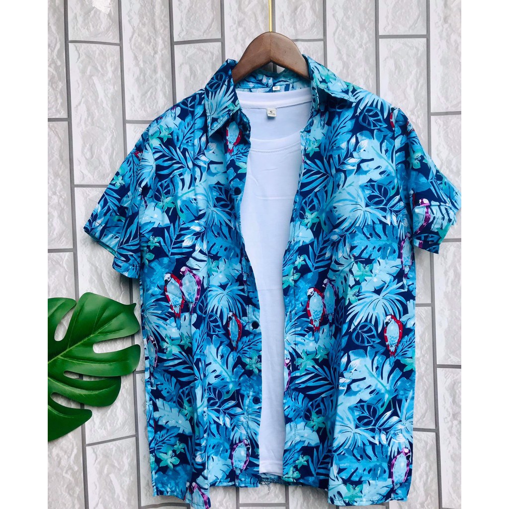 Áo sơ mi hawaii đi biển mùa hè, hoạ tiết hoa lá hoa quả trái cây cho nhóm, gia đình, team, công ty đi du lịch