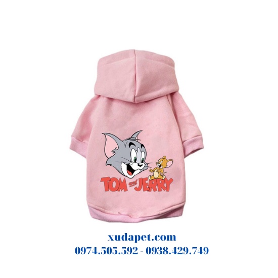 ÁO HOODIE CHO CHÓ MÈO HÌNH TOM AND JERRY (TỪ 2 -35KG)