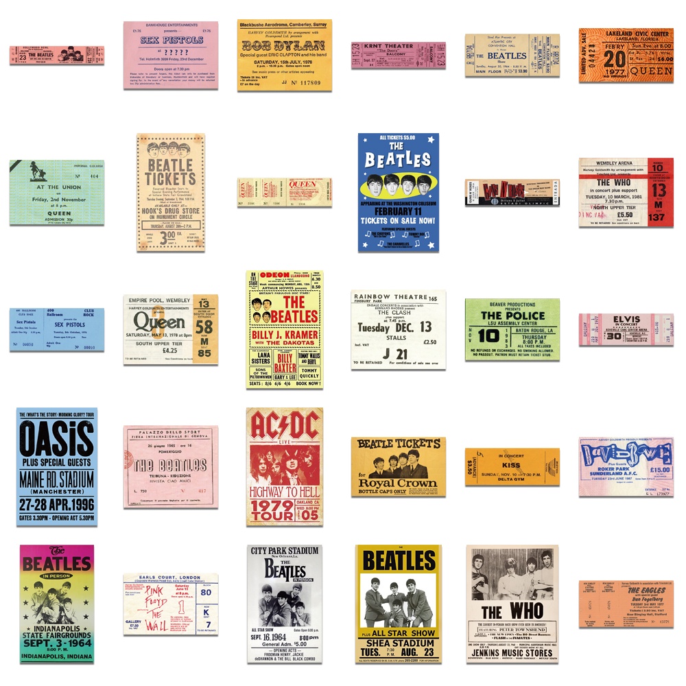 Set 50 Nhãn Dán Trang Trí Sổ Tay/Sổ Tay Hình Vé Máy Bay Vintage 90s