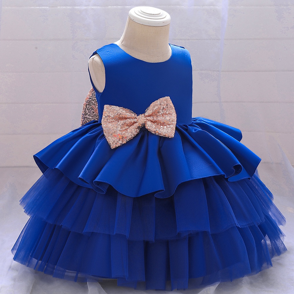 Đầm Xòe Công Chúa Đính Nơ Hoa Xinh Xắn Cho Bé Gái