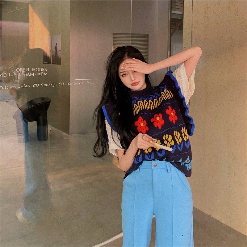 Áo Dệt Kim Mỏng Sát Nách Màu Đen Phong Cách Hàn Quốc Cho Nữ