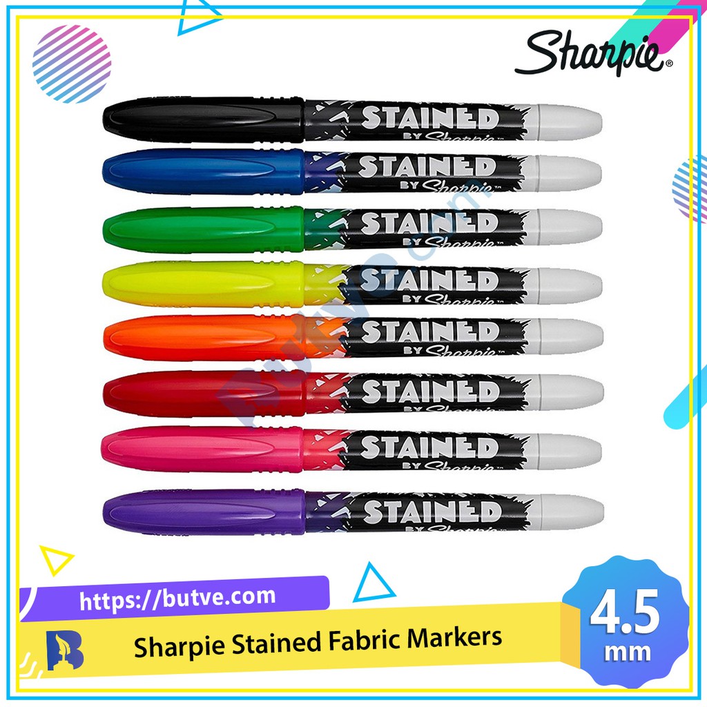 Bút lông ngòi cọ vẽ vải chuyên dụng Sharpie Stained Fabric Markers - Ngòi 4.5mm