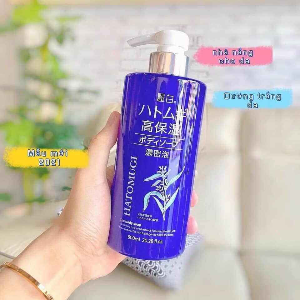 Sữa Tắm Trắng Da ý Dĩ Hatomugi Màu Xanh 600ml Nhật Bản