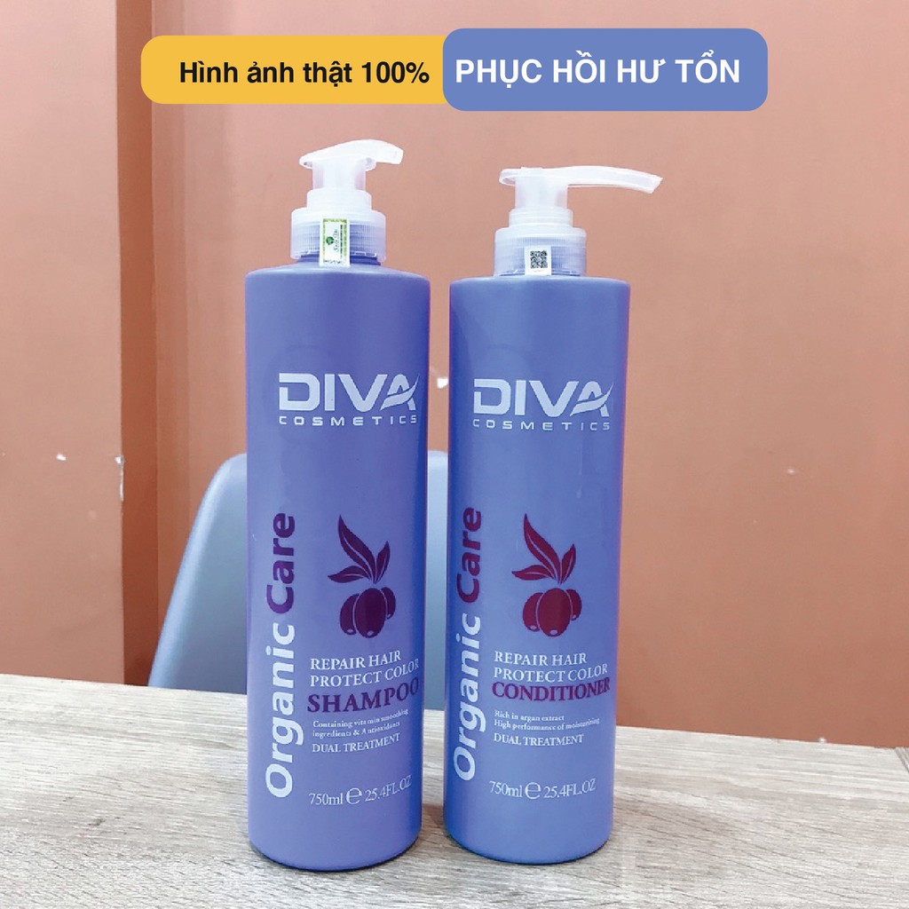 Dầu gội xả phục hồi tóc DIVA 750ml, dưỡng chất tơ tằm, giúp chăm sóc tóc mềm mượt, dầu gội tóc dầu xả tóc