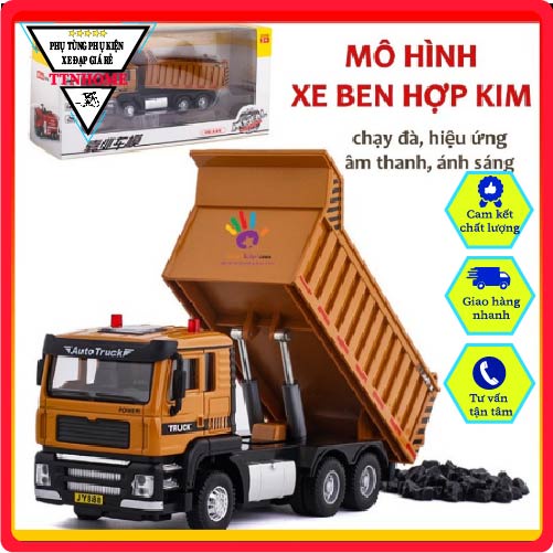 HÀNG LOẠI 1 - mô hình xe ô tô tải xe ben làm bằng kim loại có đèn và nhạc tỉ lệ 1:50