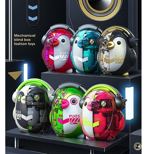 Mô Hình Robot, Đồ Chơi Máy Móc Cánh Cụt QQ Máy Móc Multicolor Để Bàn Trang Trí Bàn Máy Tính, Kệ Tủ