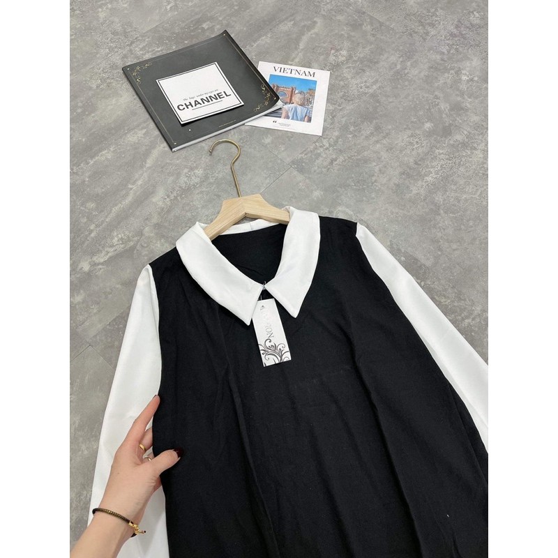 Váy sơmi cổ bẻ phối tay đuôi cá TTH865 | BigBuy360 - bigbuy360.vn