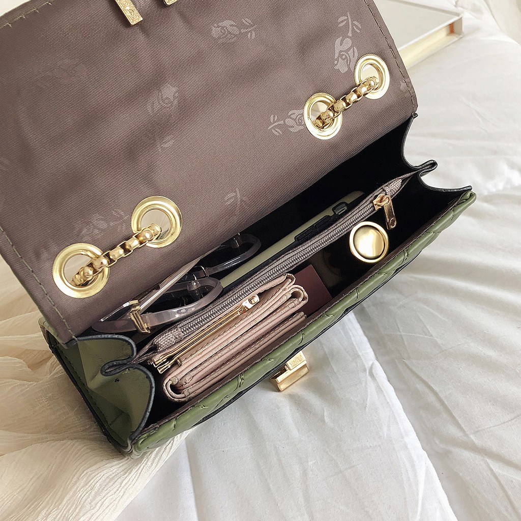 Túi Xách Nữ Đeo Chéo Da Pu Cao Cấp Mềm Mại Chỉ Nổi 3 Ngăn Size L(20cm) x H(15cm) x W(7cm) T1