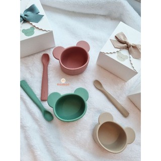 <có sẵn> Set chén & muỗng Rocou Gấu cực xinh